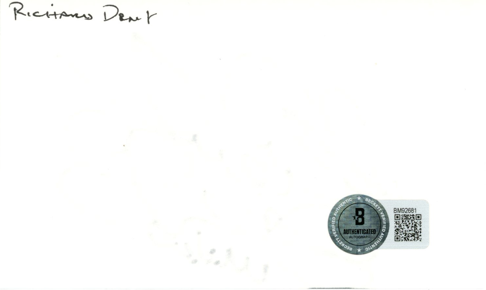Richard Dent Autographed Chicago Bears Index Card MVP Beckett 45317