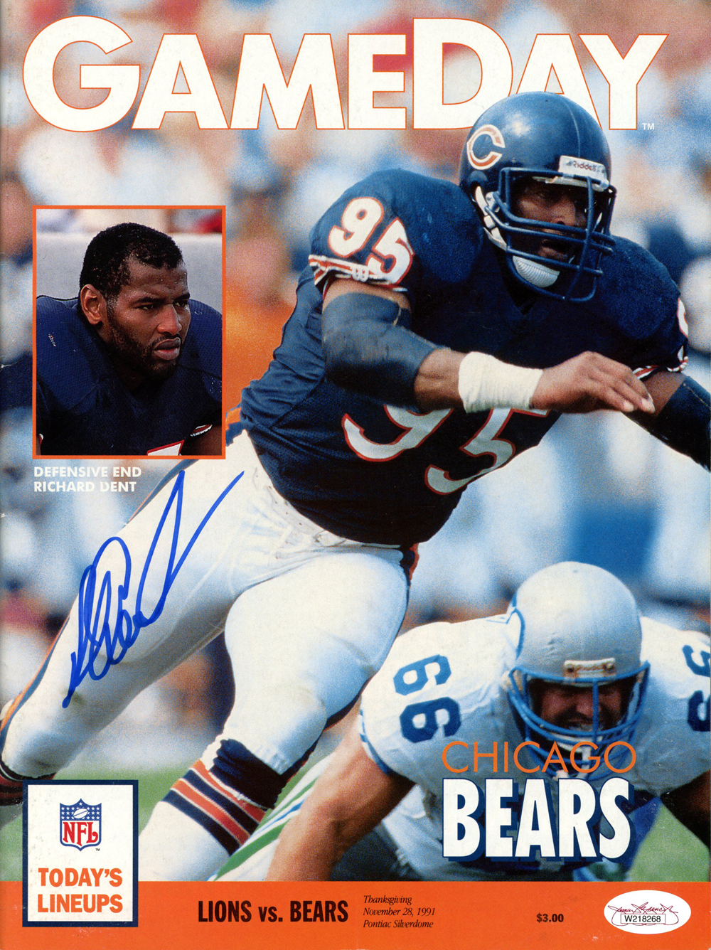 Richard Dent Signed Chicago Bears 11/28/1991 Gameday Magazine JSA