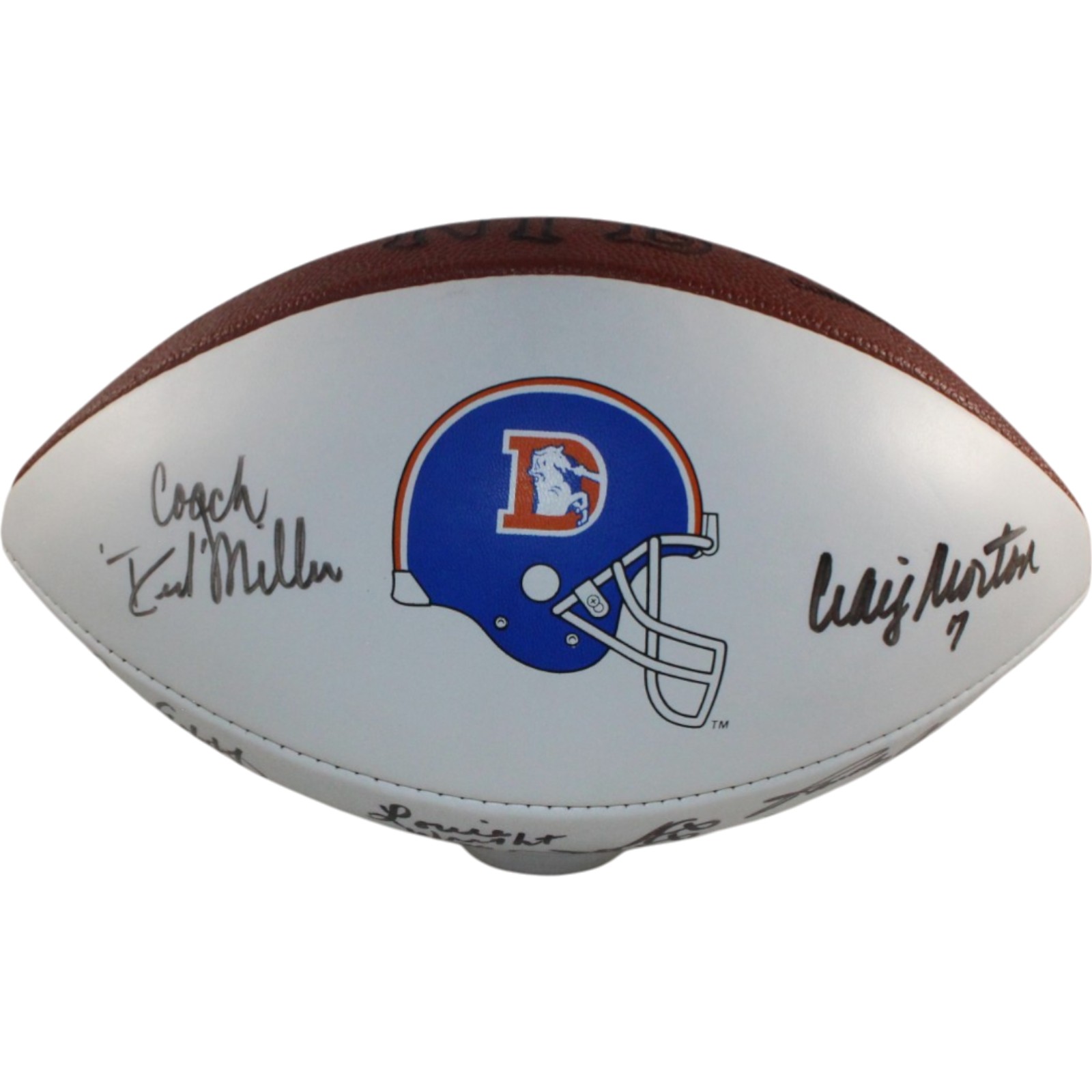 Red Miller Morton +13 Signed Denver Broncos 1977 Team Football Beckett 55438