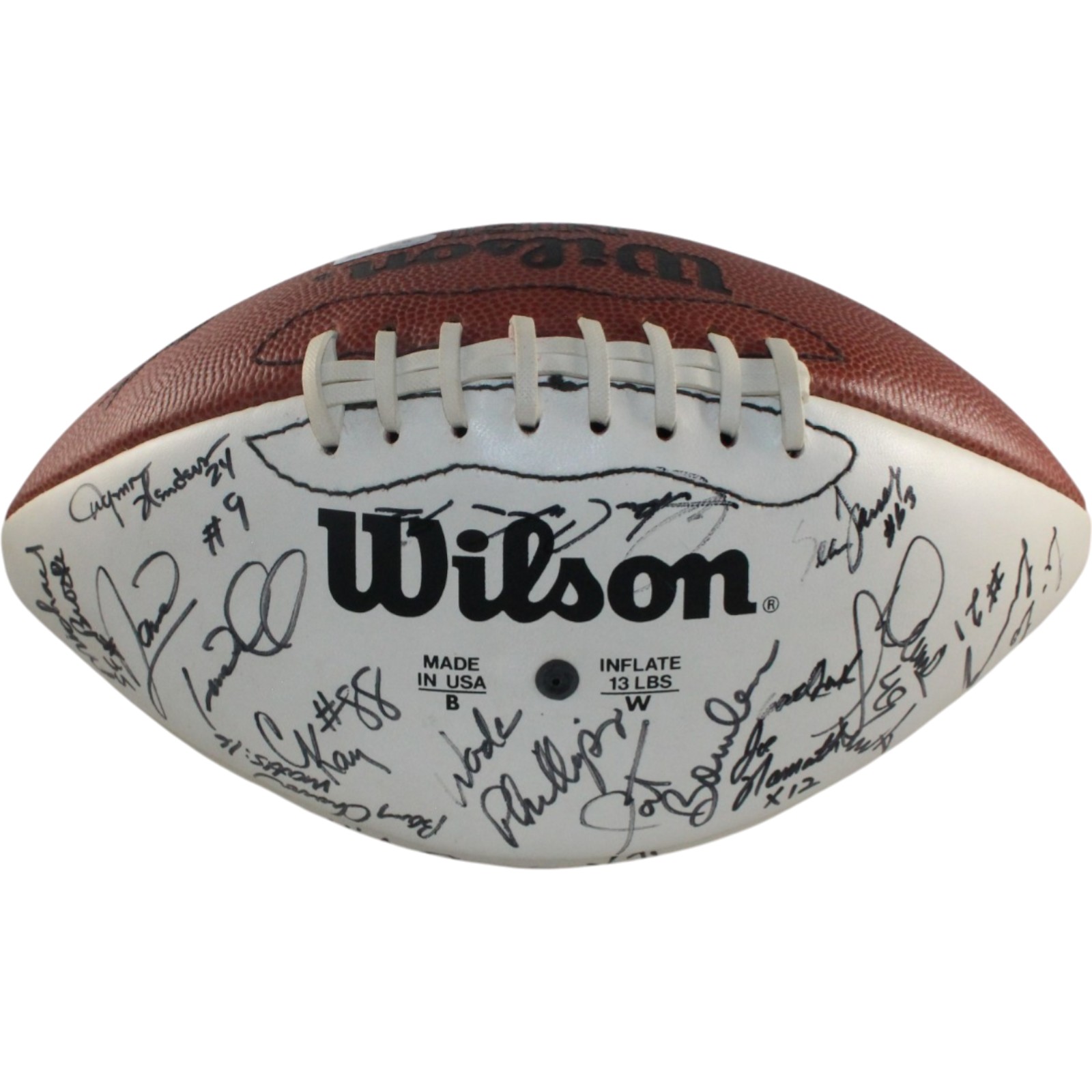 Bowlen Namath Elway Reeves +39 Signed Denver Broncos Football Beckett 55436