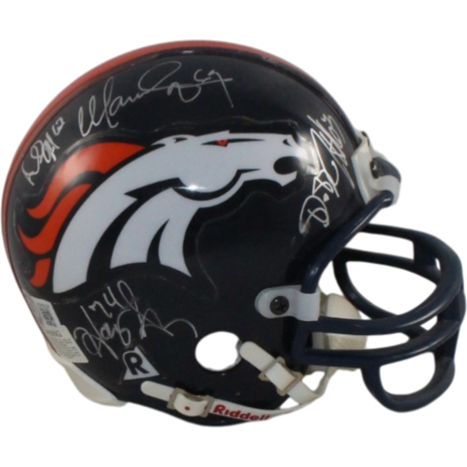 Tom Nalen Mark Schlereth +4 Signed Denver Broncos VSR4 Mini Helmet Beckett 55422
