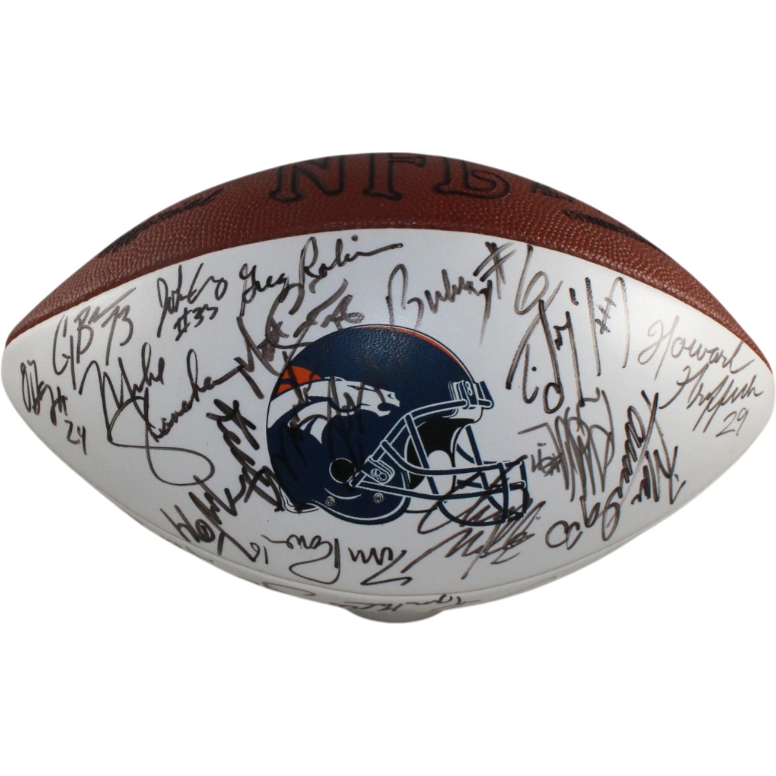 Bowlen Sharpe Shanahan +39 Signed Denver Broncos 99 Team Football Beckett 55431