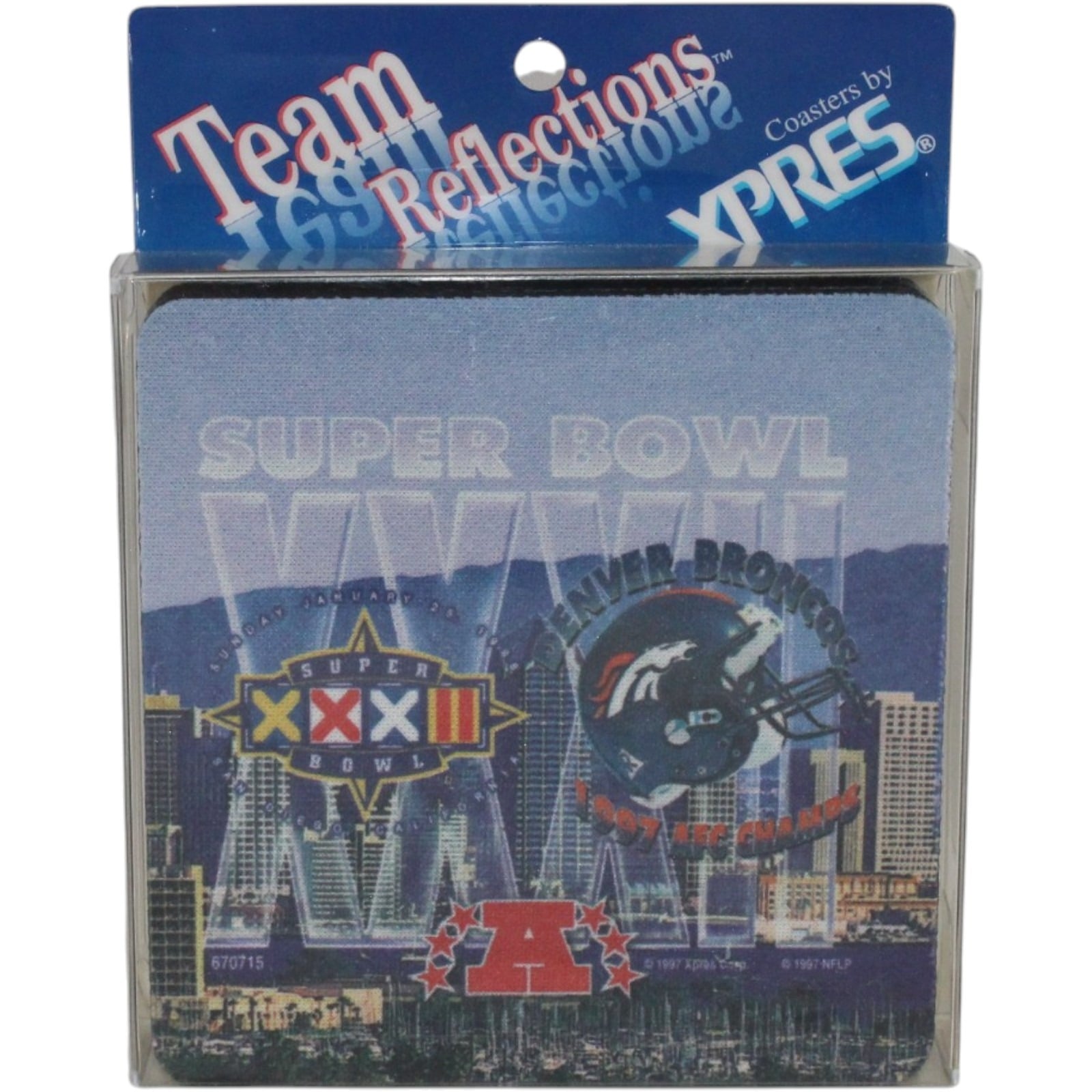 Denver Broncos Super Bowl XXXII Team Reflections 4 Pack Drink Coasters 57853