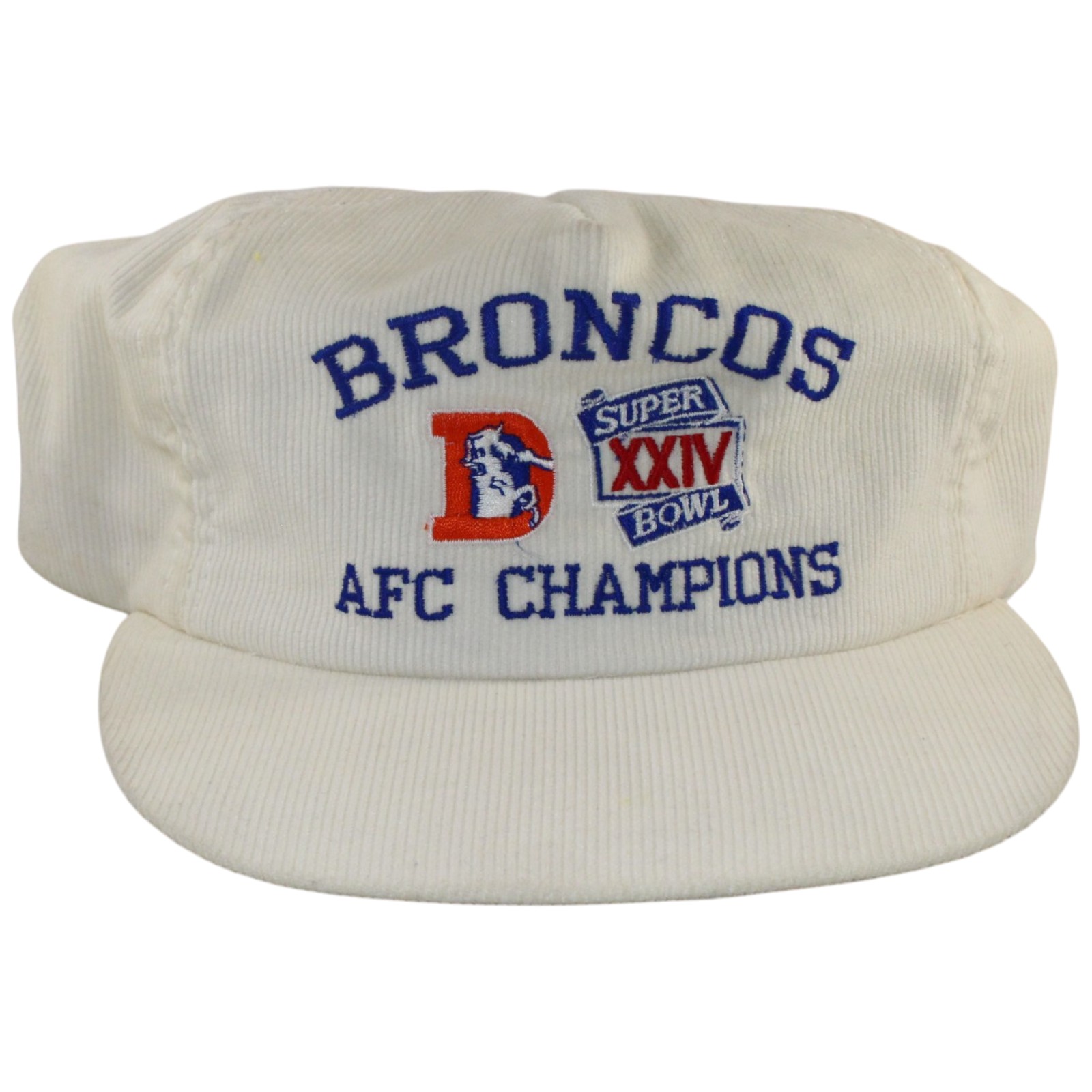 Denver Broncos Super Bowl XXIV AFC Champions White Corduroy Hat 55726