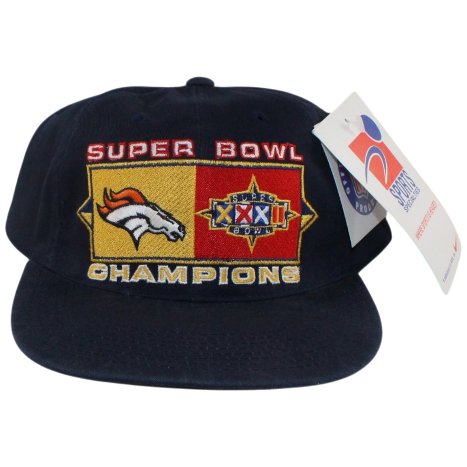 Denver Broncos Blocked Logo Blue Super Bowl XXXIII Adjustable Hat 55714