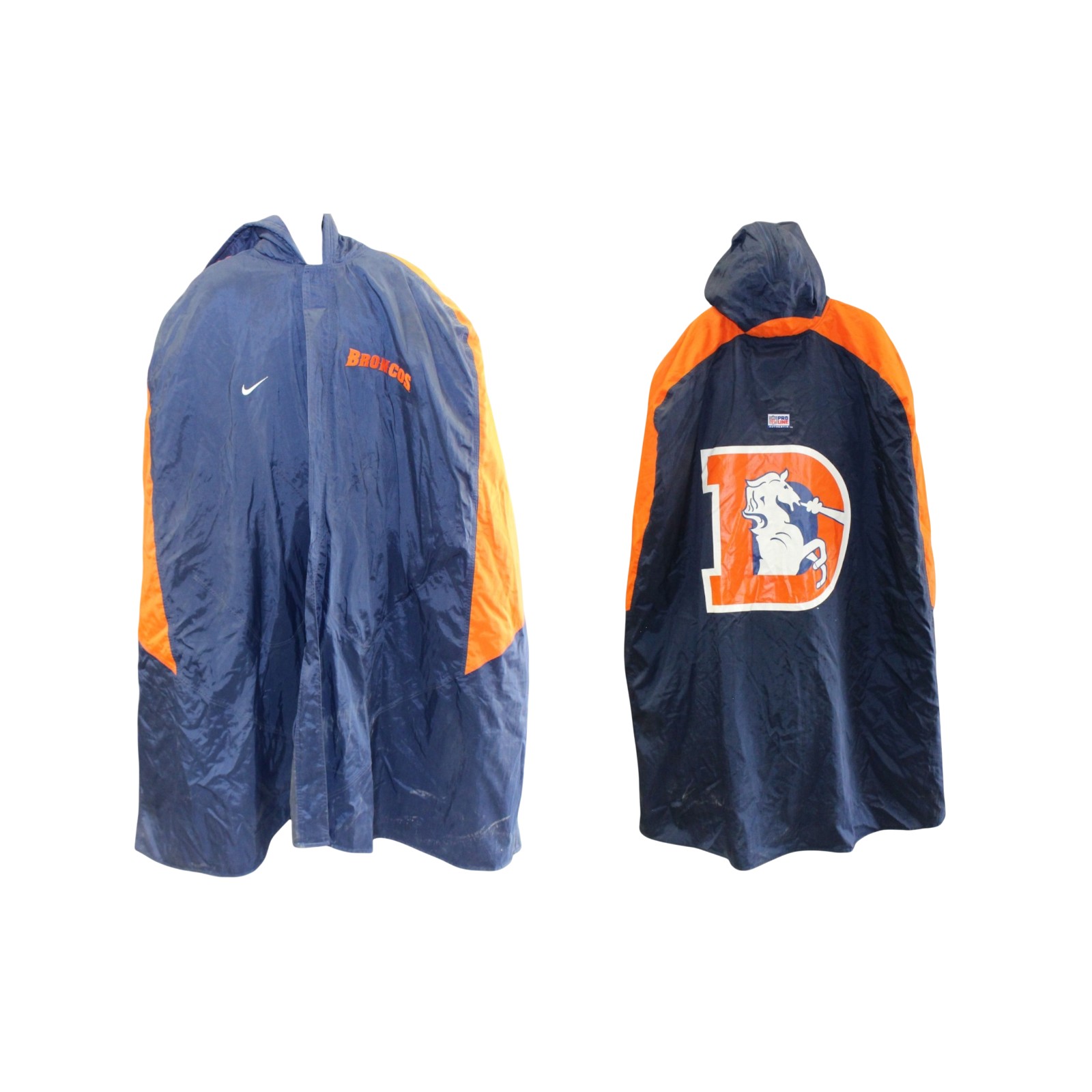 Denver Broncos Nike Pro Line On-Field Parka Sideline Jacket Cape Used 55537