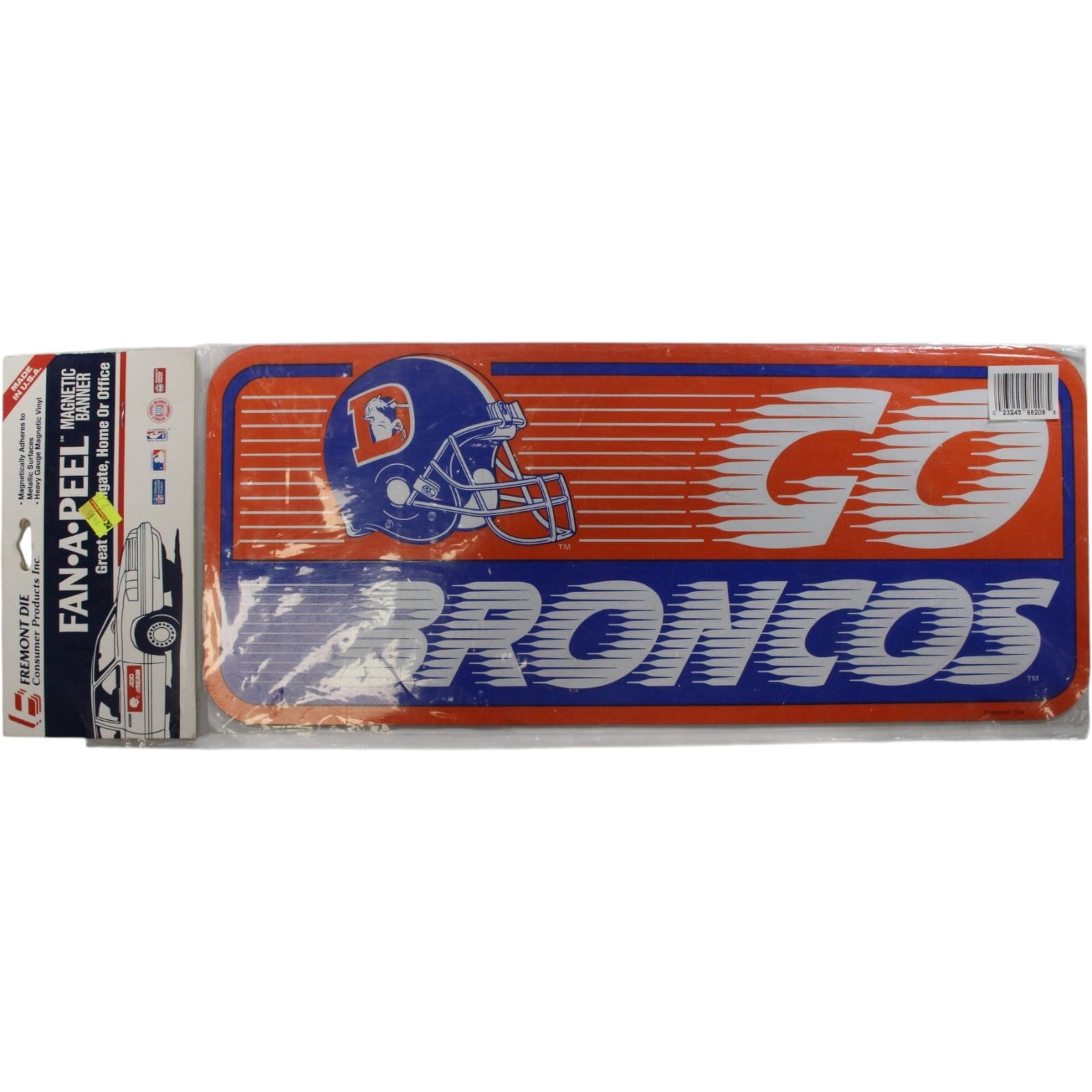 Denver Broncos Magnetic 17x8" Vintage Fremont Die Fan-A-Peel Banner 57503