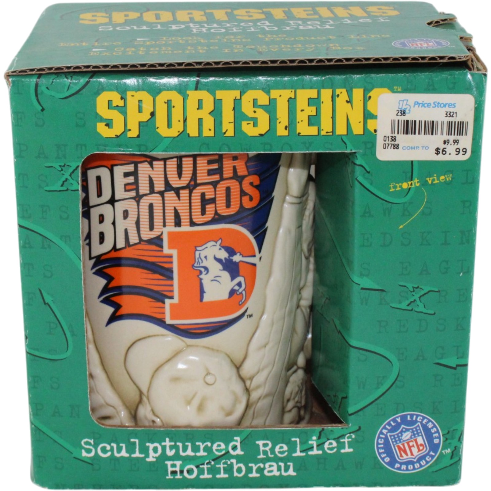 Denver Broncos Sportsteins Sculptured Relief Hoffbrau Ceramic Mug 55502 3 Denver Broncos Sportsteins Sculptured Relief Hoffbrau Ceramic Mug 55502