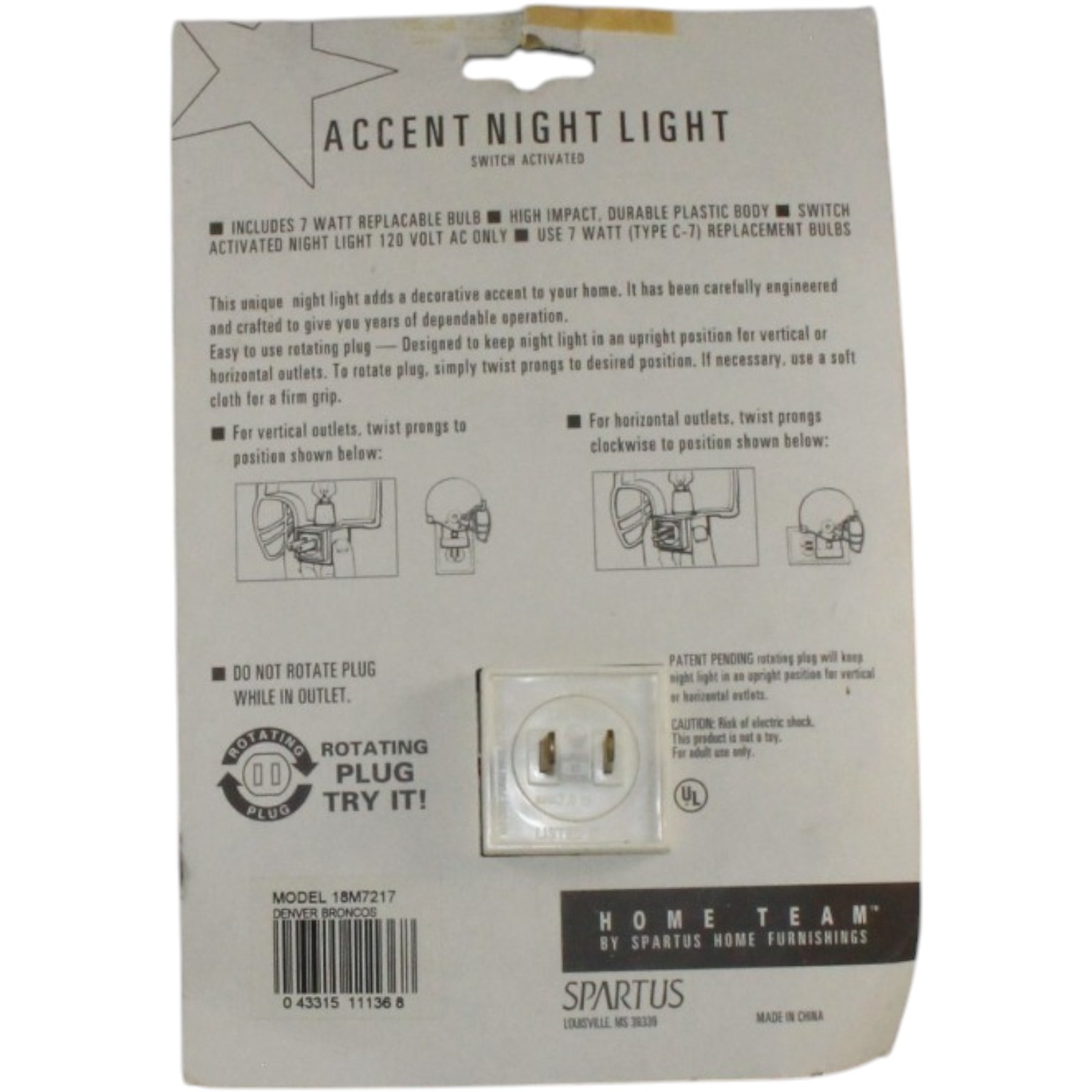 Denver Broncos Vintage Spartus Accent Night Light Collectibles 57480 2 Denver Broncos Vintage Spartus Accent Night Light Collectibles 57480