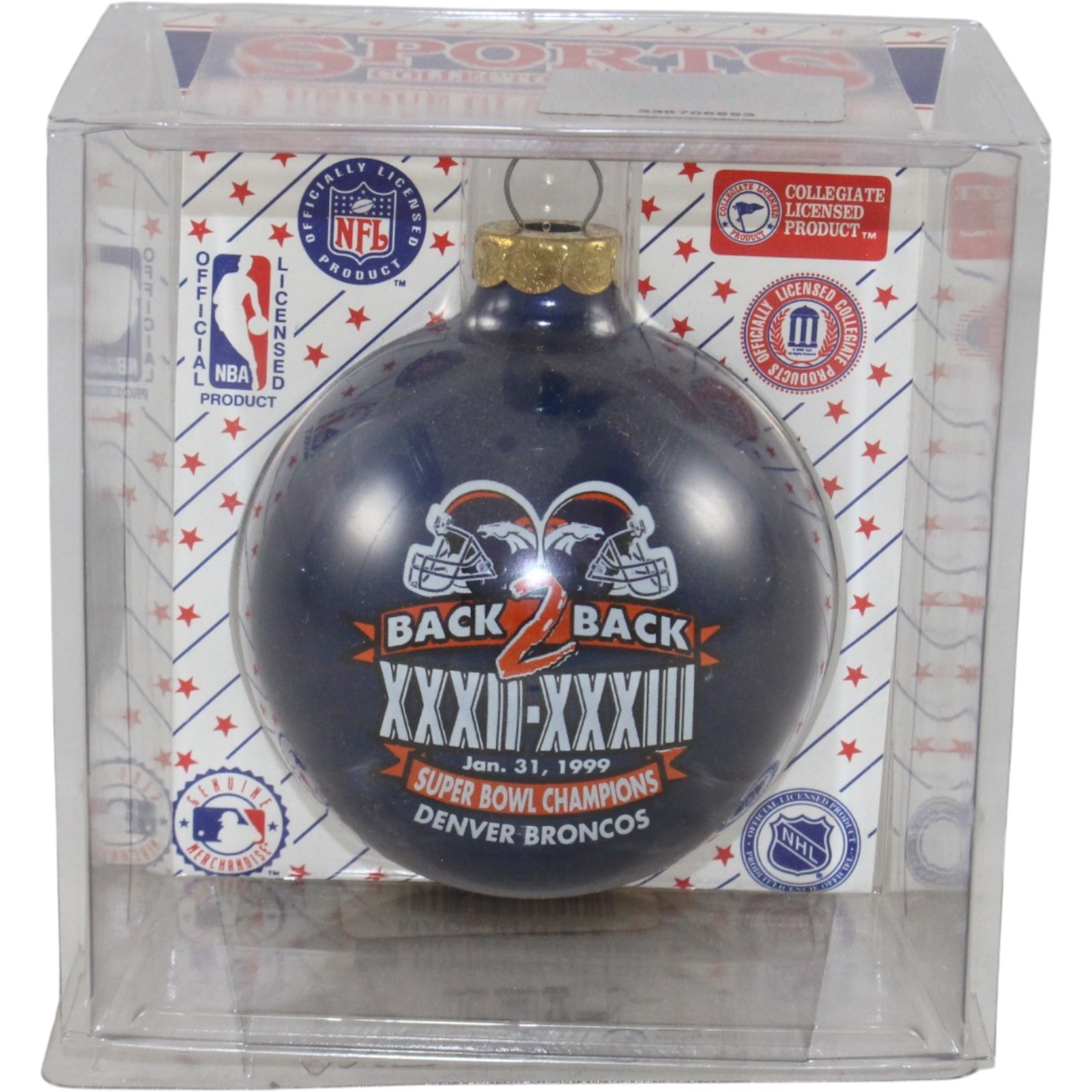 Denver Broncos Back to Back Super Bowl Champions Christmas Ornament 55519