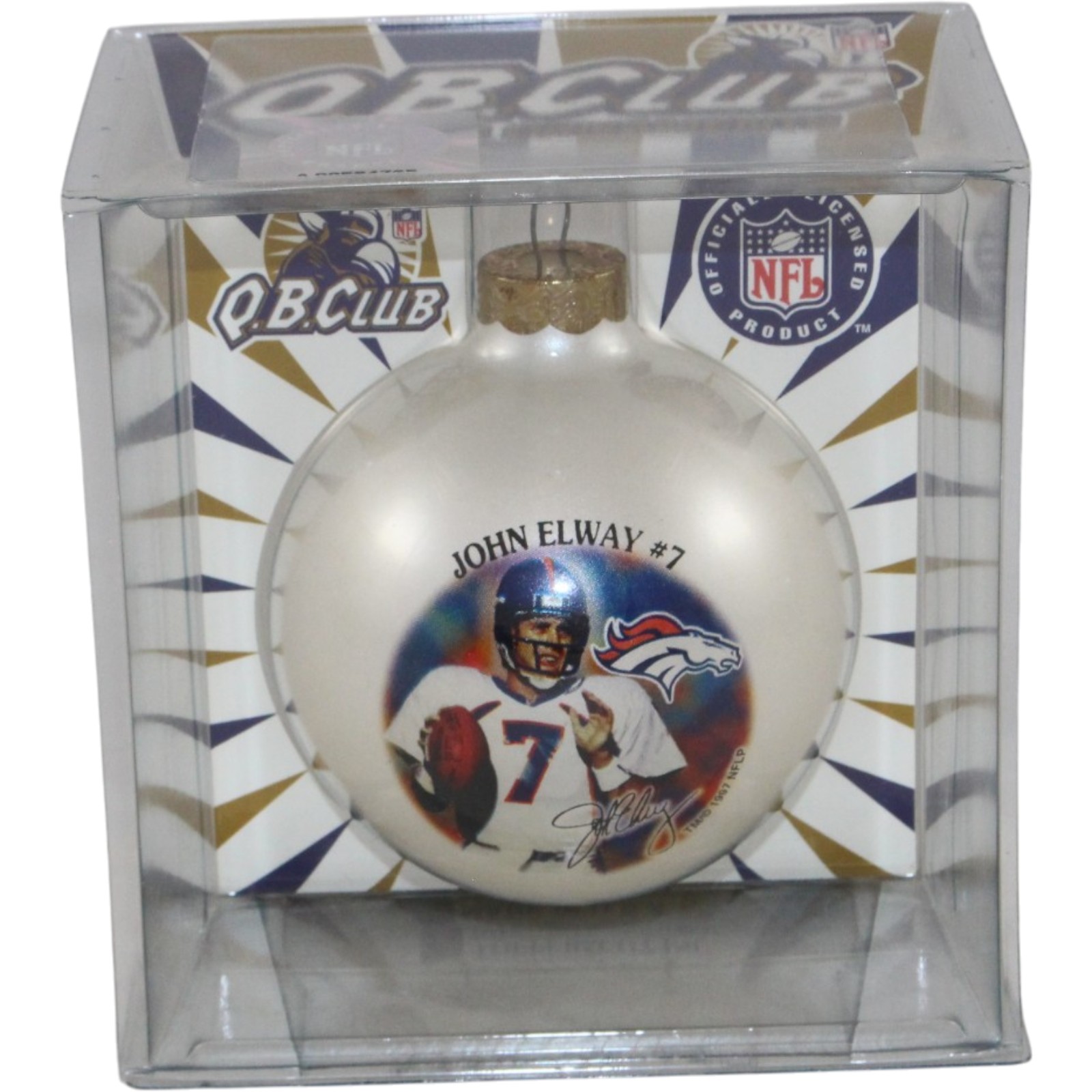 Denver Broncos John Elway Quarterback Club White Christmas Ornament 55520