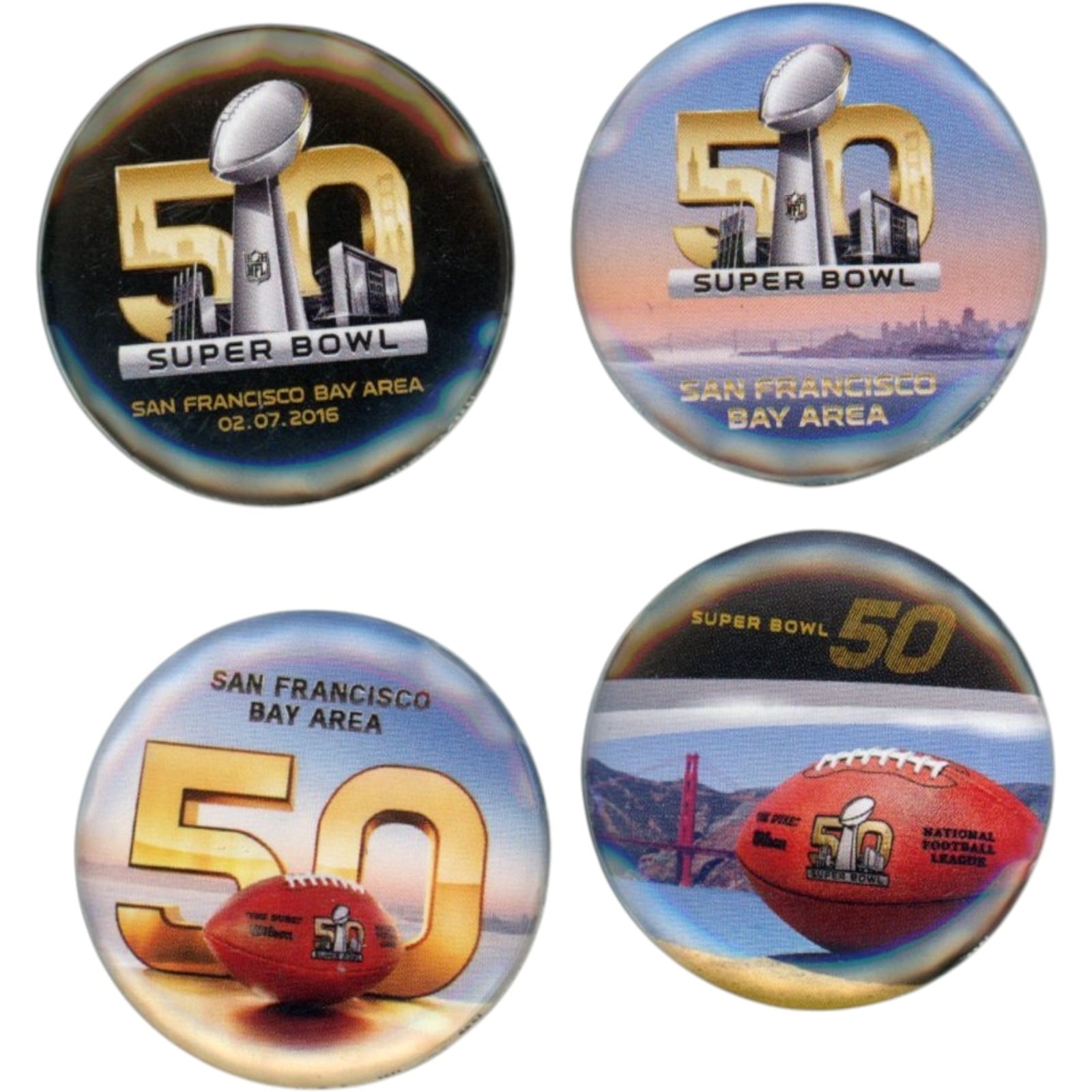 Denver Broncos Super Bowl 50 4 Button Lot 1-1/2" Collectibles 58003