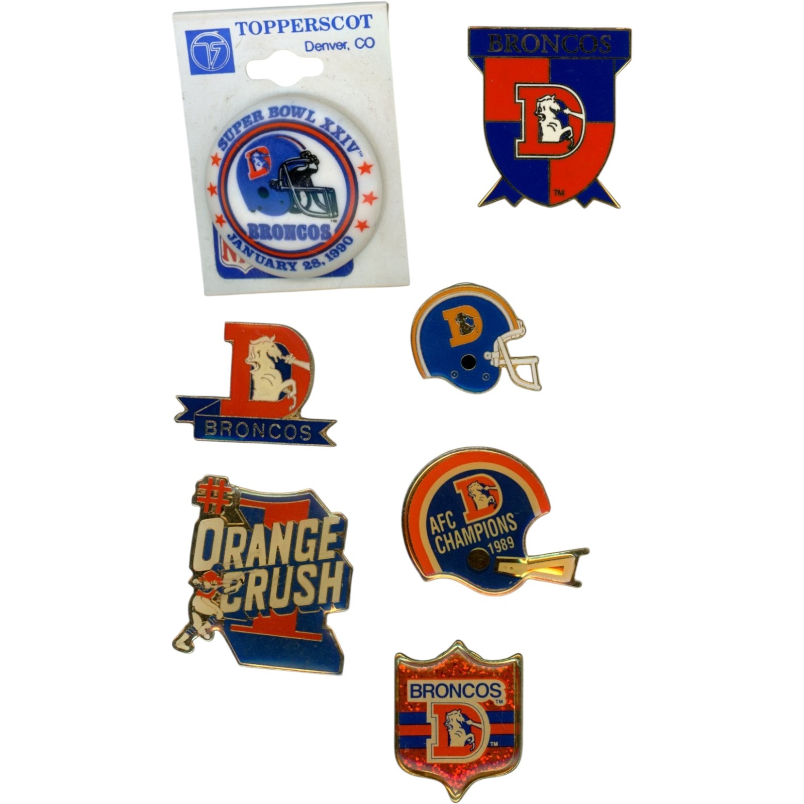 Denver Broncos Collectible Vintage Lapel 7 Pin Lot Miscellaneous 58024