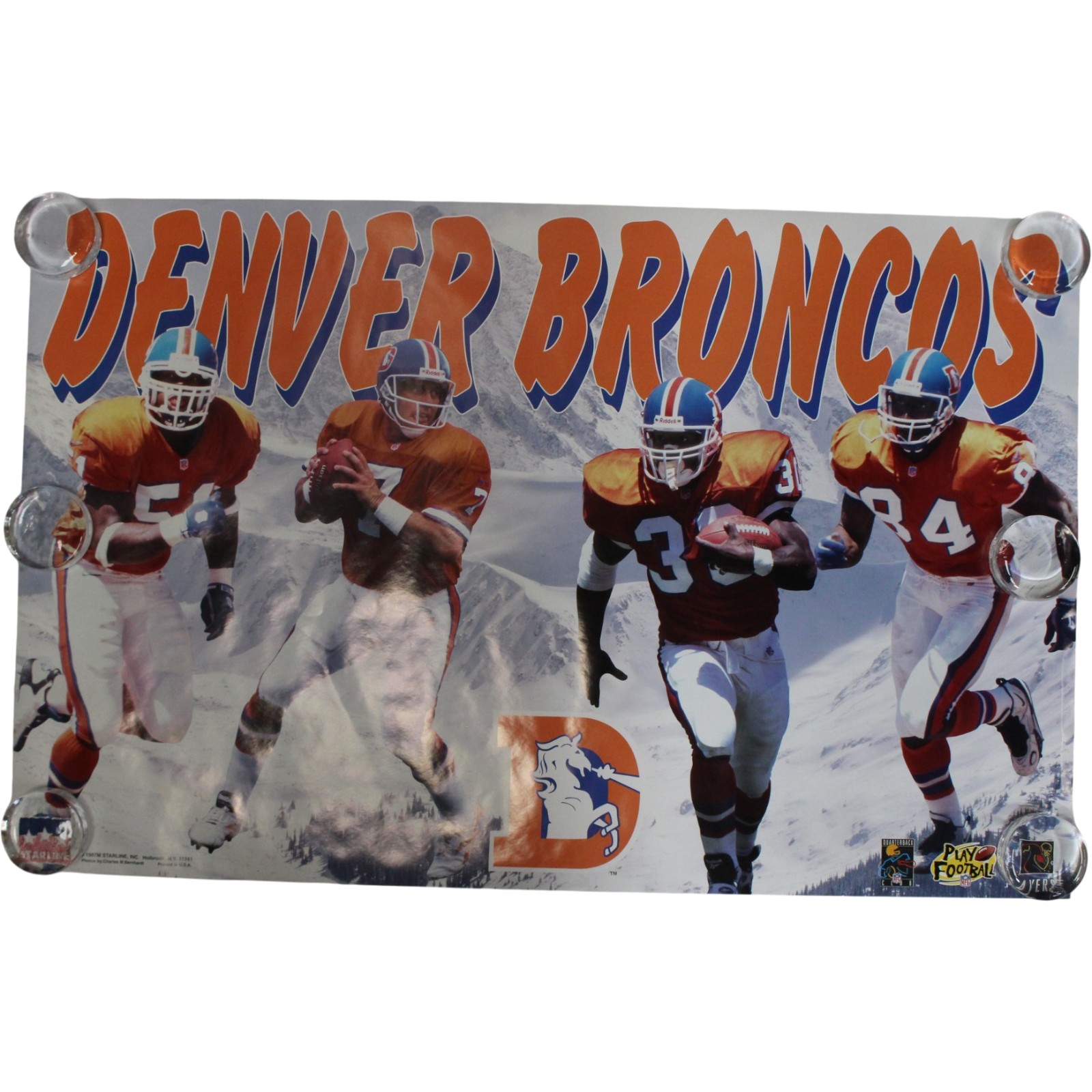 Elway Davis Sharpe Mobley Denver Broncos 22x34 Snow 1997 Vintage Poster 57565