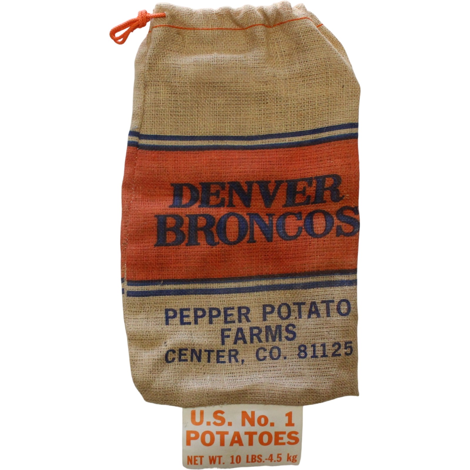 Denver Broncos Vintage Pepper Potato Farms Potato Sack Collectible 55508