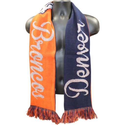 Denver Broncos Knit Scarf Winter Neck New Reversible Womens Glitter Script 20689