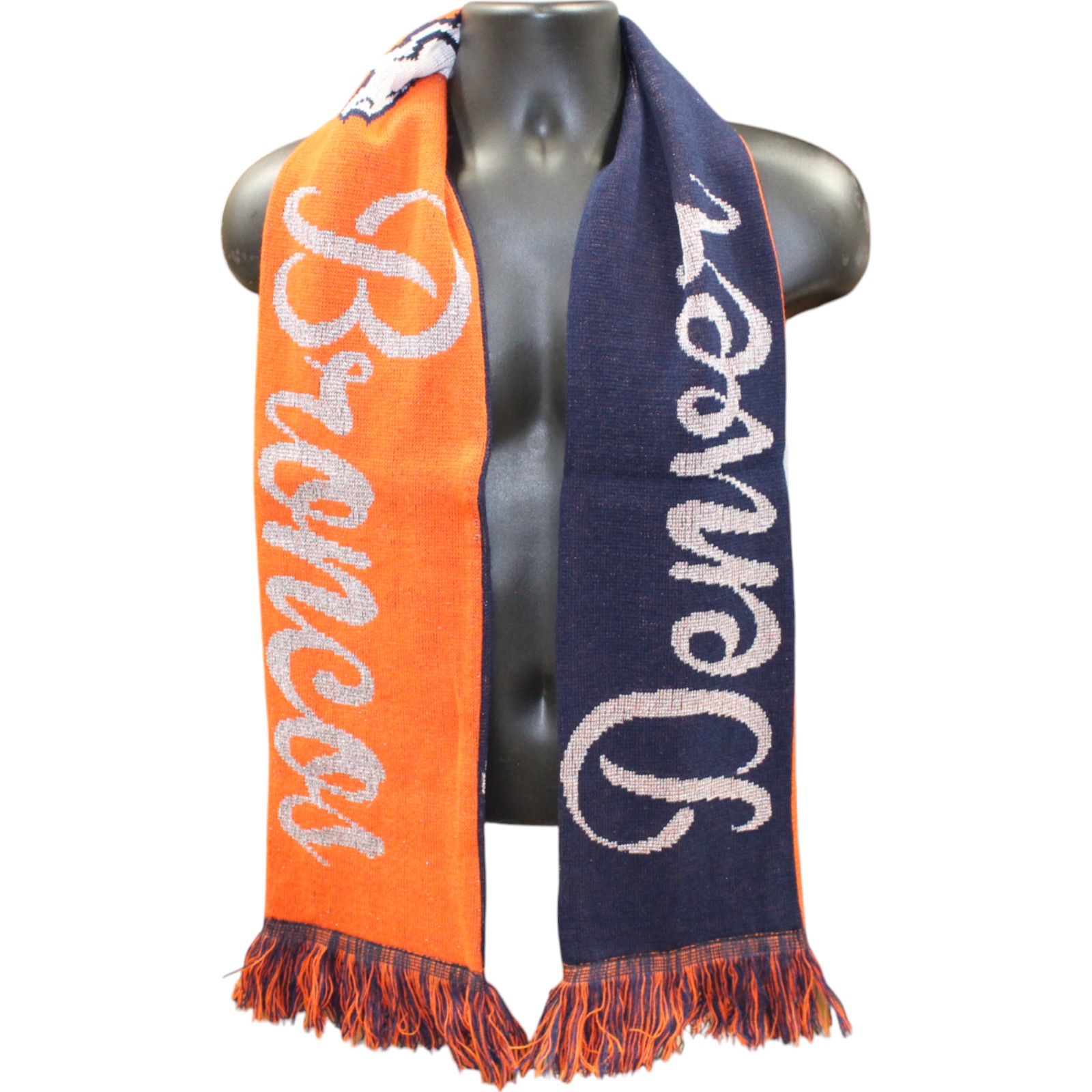 Denver Broncos Knit Scarf Winter Neck New Reversible Womens Glitter Script 20689