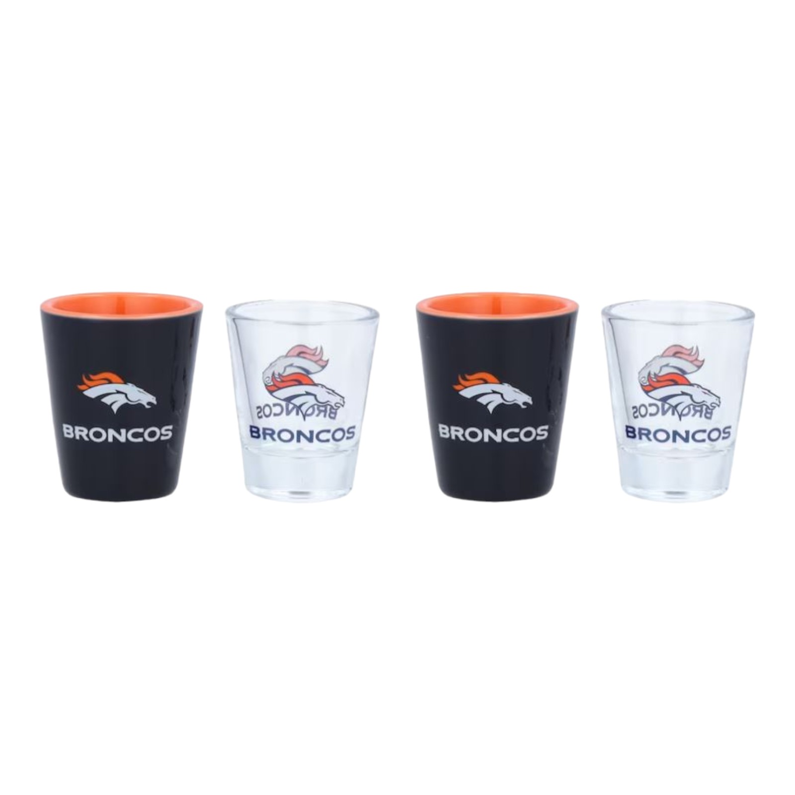 Denver Broncos 4-Piece Ceramic & Shot Glass Set