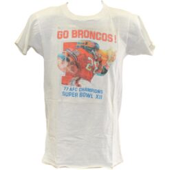 Denver Broncos 1977 AFC Champions Mens Sz Small 17" Chest White T-Shirt 55511