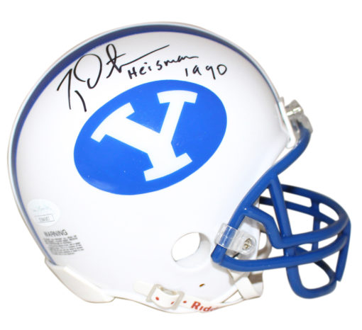 Ty Detmer Autographed/Signed BYU Cougars Mini Helmet Heisman JSA 24555