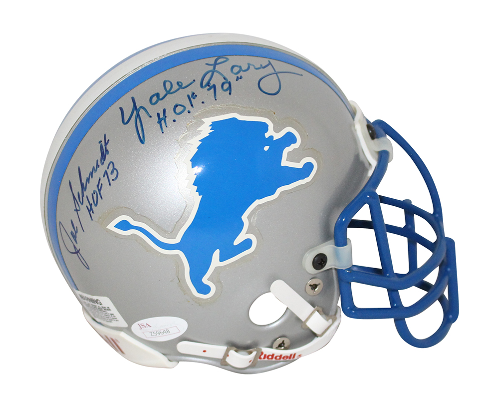 Detroit Lions Hall Of Fame Signed Authentic Mini Helmet 4 Sigs Barney BAS