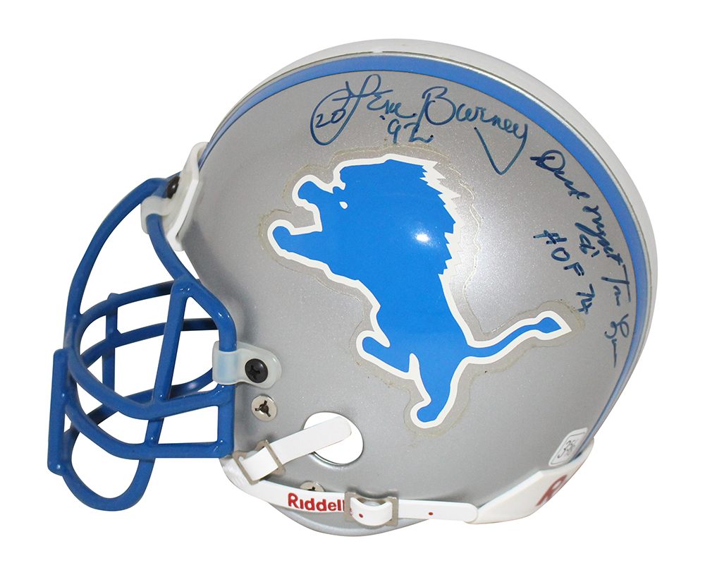 Detroit Lions Hall Of Fame Signed Authentic Mini Helmet 4 Sigs Barney BAS