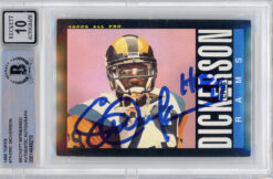 Eric Dickerson Autographed 1985 Topps #79 Trading Card HOF Beckett Slab