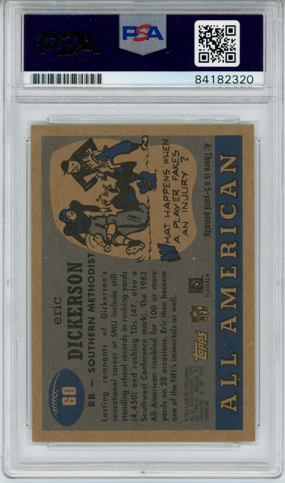 Eric Dickerson Autographed 2005 Topps All American Trading Card PSA Slab 32611