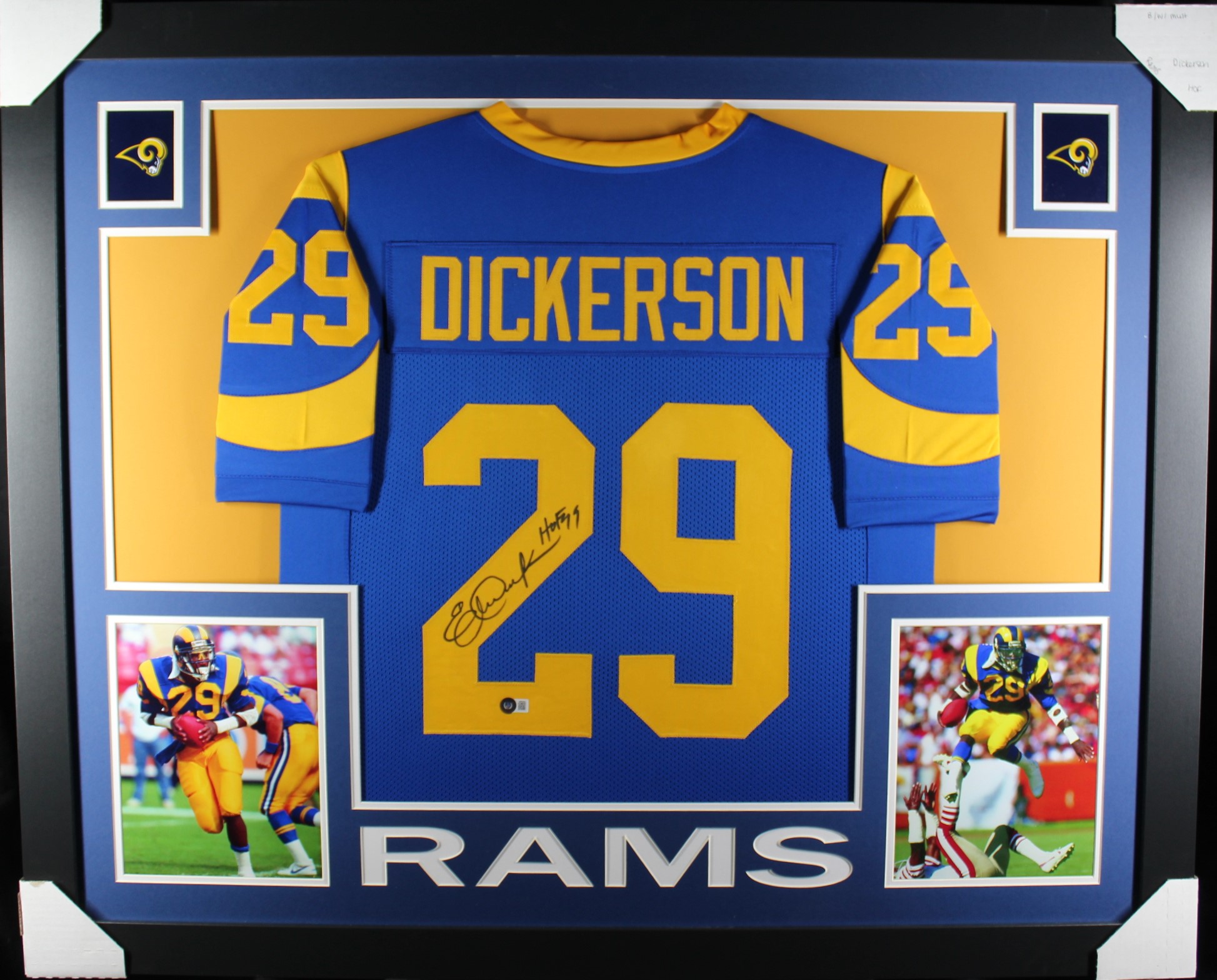 Eric Dickerson Autographed Pro Style TB Framed Blue XL Jersey Beckett