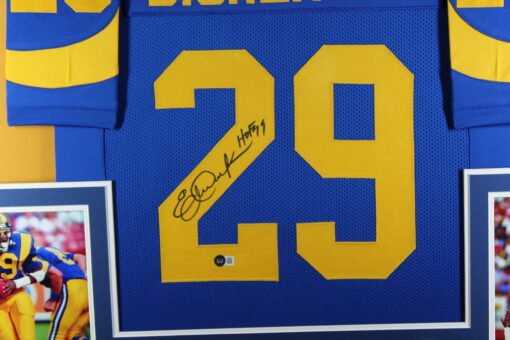 Eric Dickerson Autographed Pro Style TB Framed Blue XL Jersey Beckett