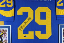 Eric Dickerson Autographed/Signed Pro Style Blue XL Framed Jersey Beckett 51211