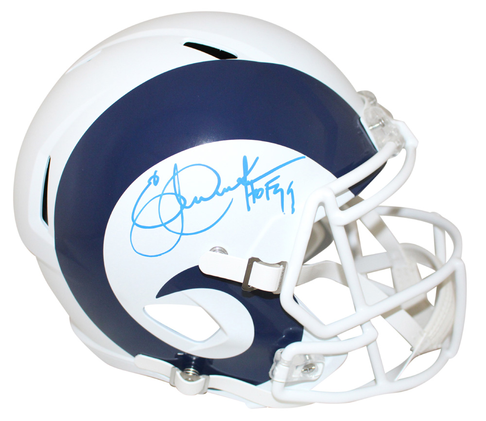 Eric Dickerson Autographed Los Angeles Rams F/S Flat White Helmet HOF BAS 28121