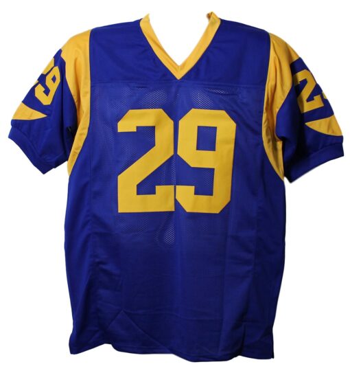 Eric Dickerson Autographed/Signed Pro Style Blue TB Jersey Beckett 21896