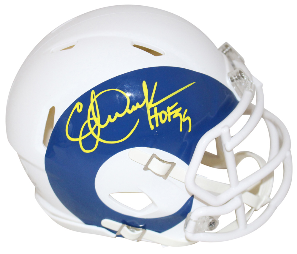 Eric Dickerson Autographed Los Angeles Rams AMP Mini Helmet HOF BAS 28116