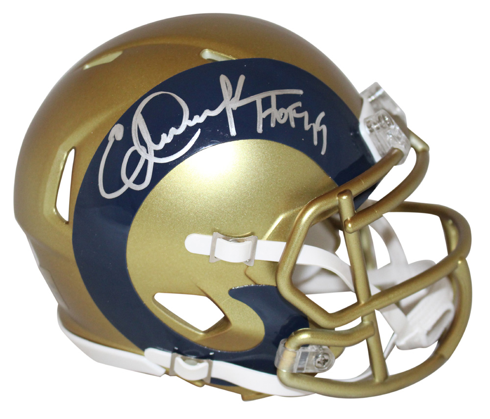 Eric Dickerson Autographed Los Angeles Rams Blaze Mini Helmet HOF BAS 28117