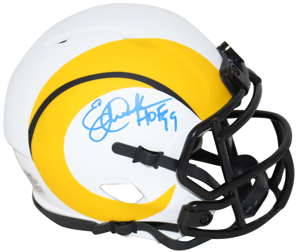 Eric Dickerson Autographed Los Angeles Rams Lunar Mini Helmet HOF BAS