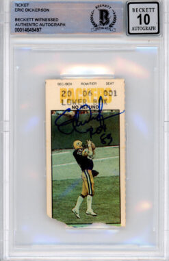 Eric Dickerson Autographed 9/18/1983 vs Packers ticket Stub ROY BAS Slab
