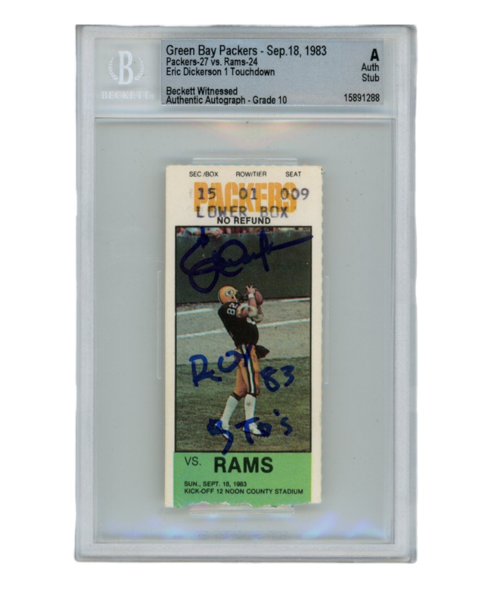 Eric Dickerson Autographed/Signed Ticket Stub 11/18/1983 83 ROY Beckett