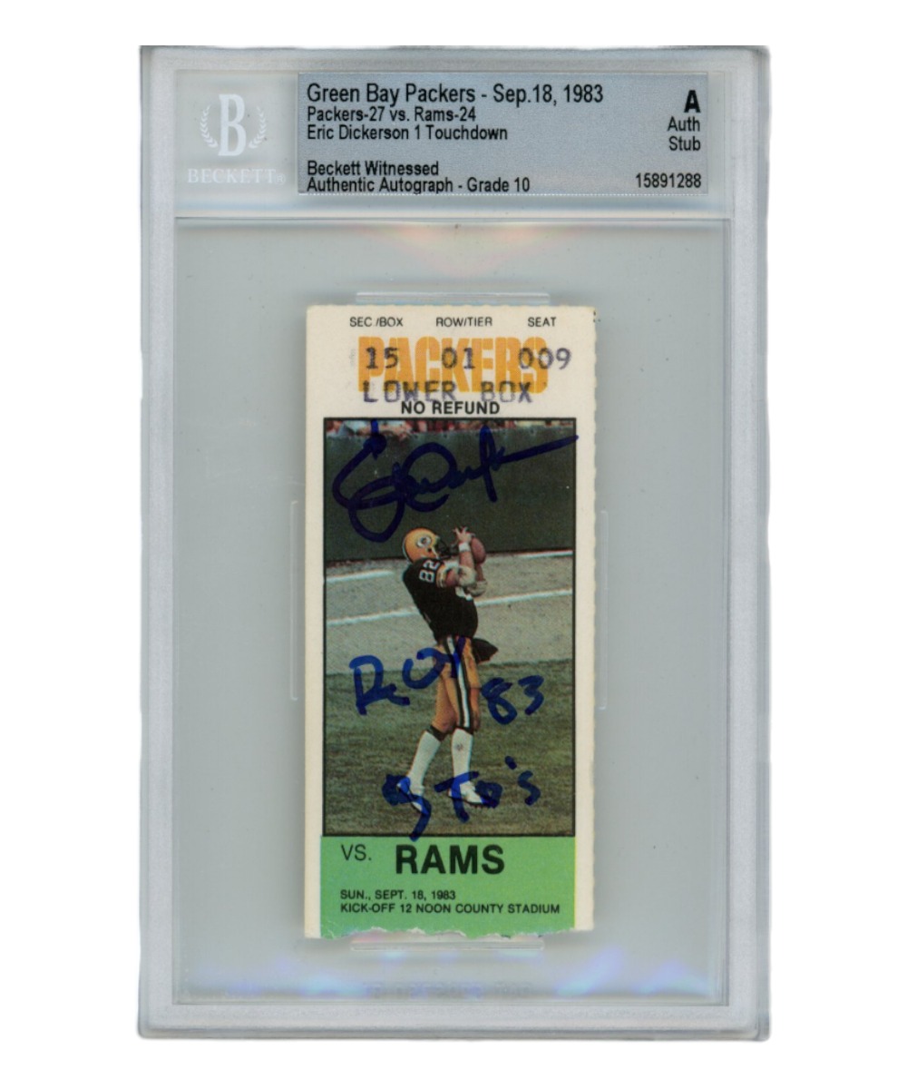 Eric Dickerson Autographed/Signed Ticket Stub 11/18/1983 83 ROY Beckett 