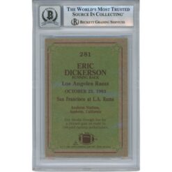 Eric Dickerson Autographed 1984 Topps #281 Grade 10 Trading Card Beckett 53029