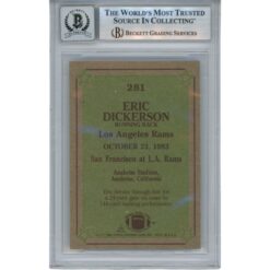 Eric Dickerson Autographed 1984 Topps #281 Grade 10 Trading Card Beckett 53041