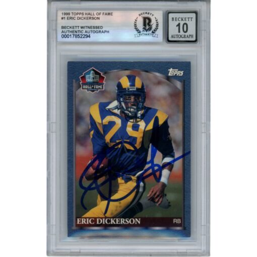 Eric Dickerson Autographed 99 Topps Slabbed Trading Card Beckett 50659