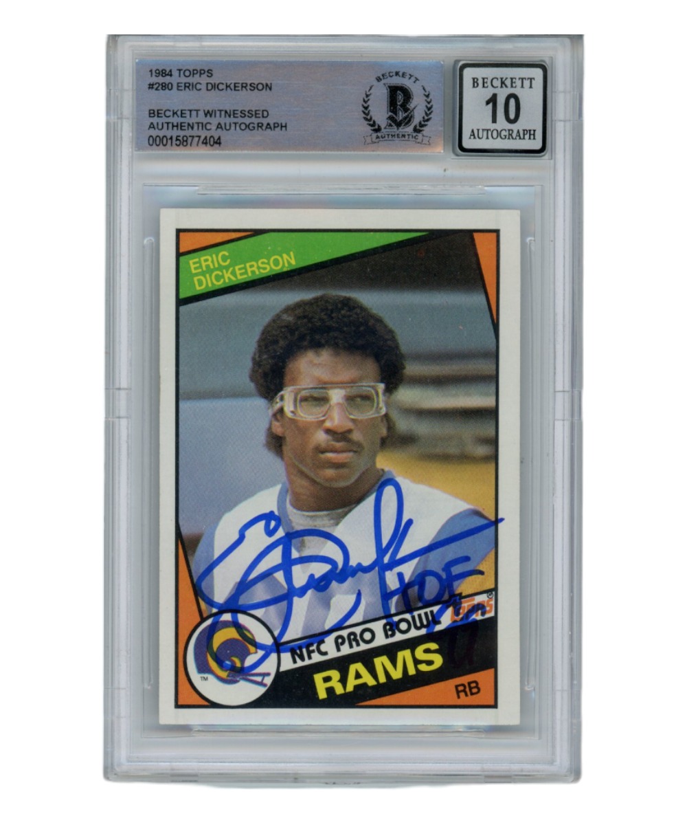 Eric Dickerson Signed 1984 Topps #280 Auto 10 Trading Card Beckett 