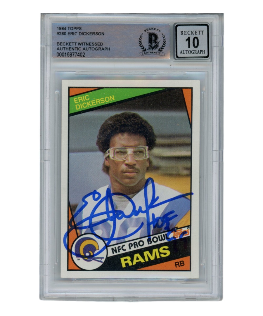 Eric Dickerson Signed 1984 Topps #280 Auto 10 Trading Card Beckett 