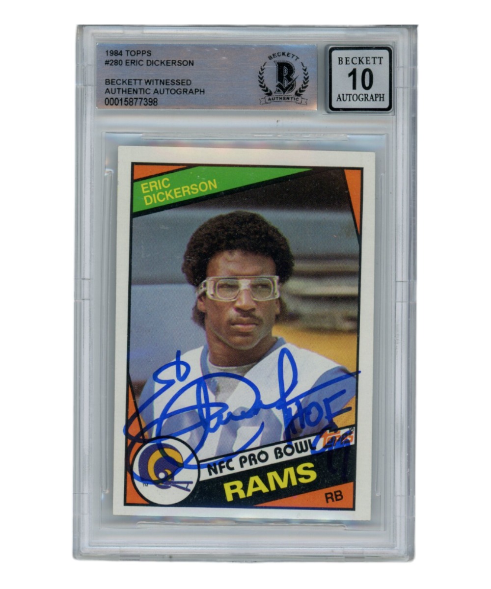 Eric Dickerson Signed 1984 Topps #280 Auto 10 Trading Card HOF Beckett 