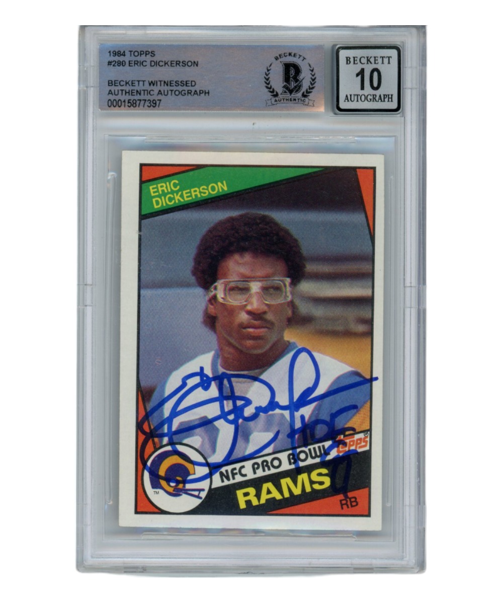 Eric Dickerson Signed 1984 Topps #280 Auto 10 Trading Card HOF Beckett 