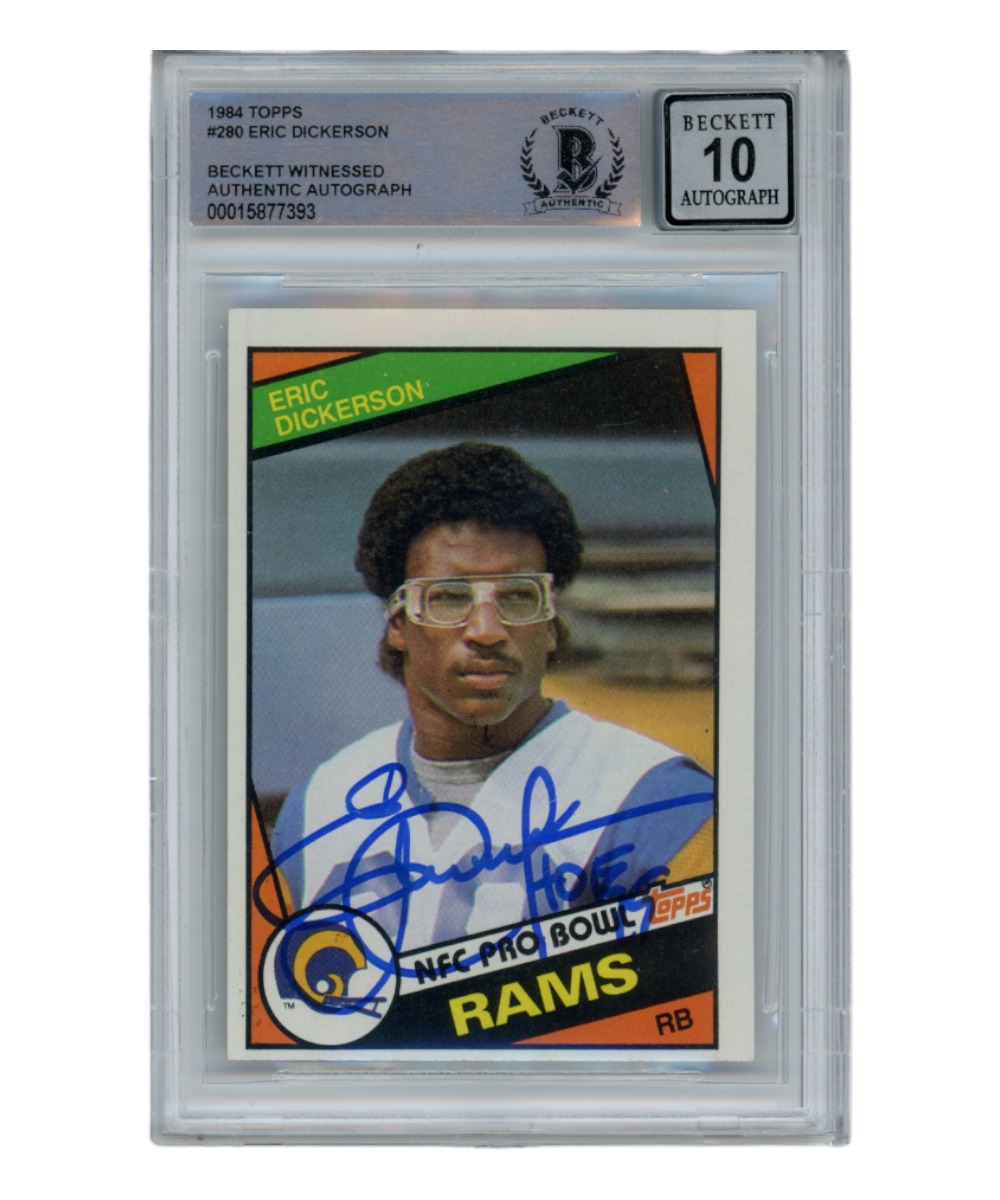 Eric Dickerson Signed 1984 Topps #280 Auto 10 Trading Card HOF Beckett 