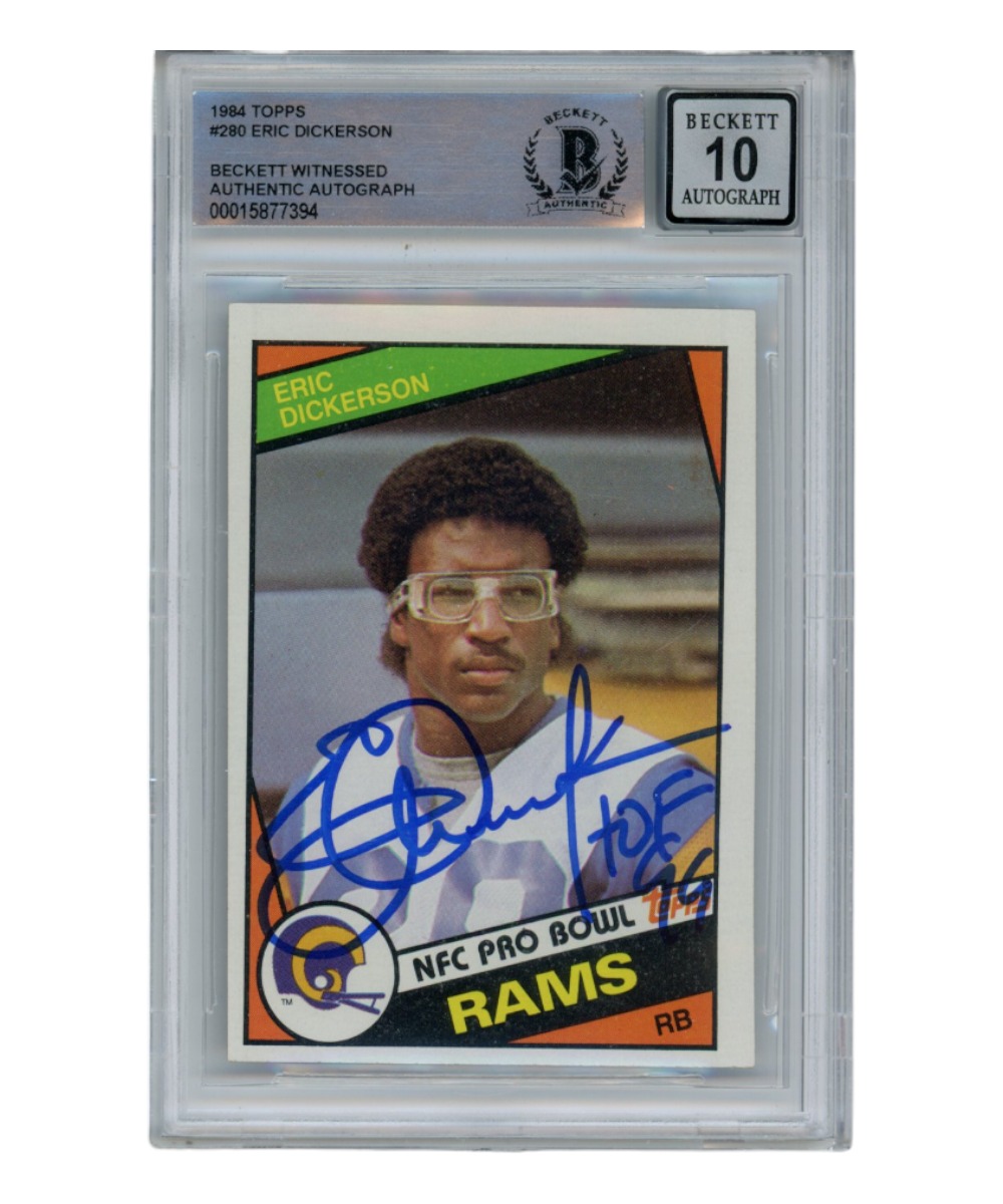 Eric Dickerson Signed 1984 Topps #280 Auto 10 Trading Card HOF Beckett 