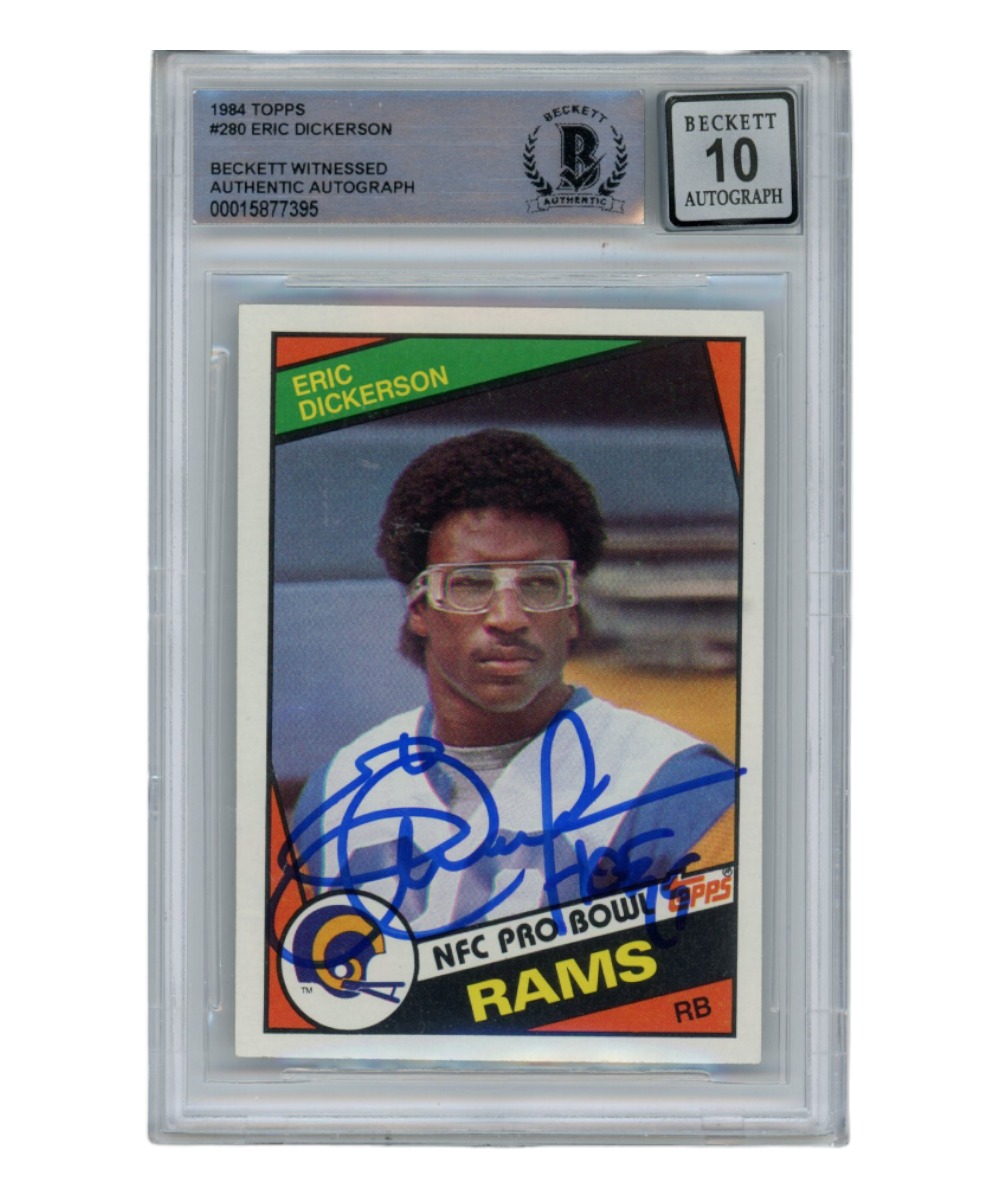 Eric Dickerson Signed 1984 Topps #280 Auto 10 Trading Card HOF Beckett 