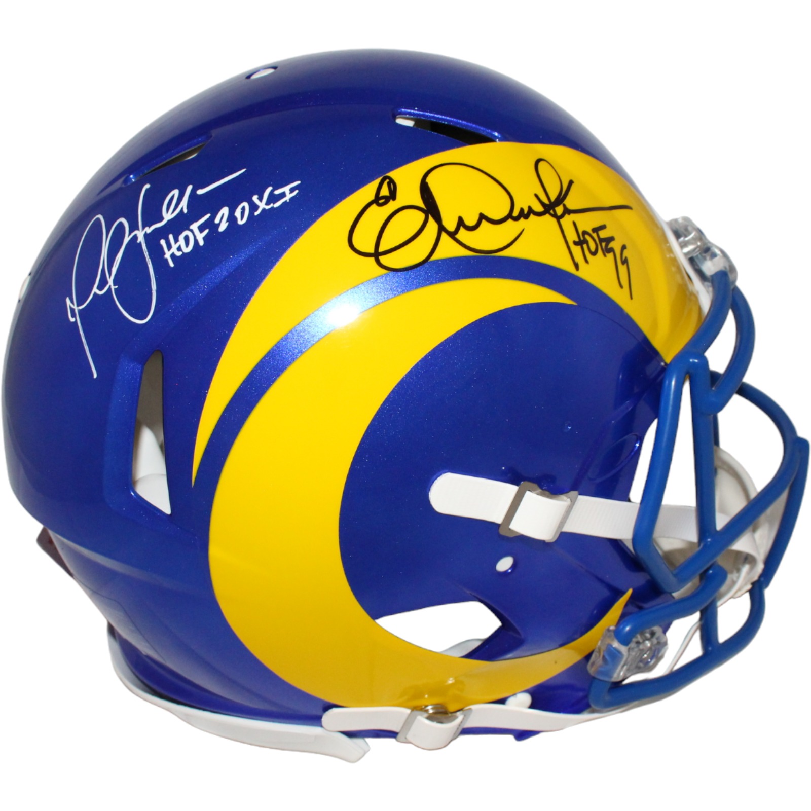 Eric Dickerson Marshall Faulk Signed LA Rams Authentic Helmet HOF BAS